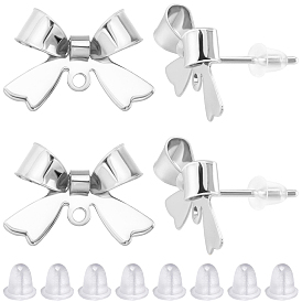 30 шт. латунные серьги-гвоздики, с 30 пластиковыми ушными гайками, бантом