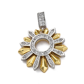 Латунные микро проложить кубического циркония подвески, цветок, долговечный, без кадмия и без свинца, стойки покрытие