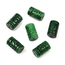 Perles sculptées en jade naturel teint du Myanmar et en jade birman, colonne