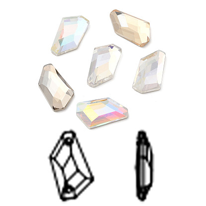 K 9 cabujones de diamantes de imitación de cristal, espalda y espalda planas, facetados, rombo irregular
