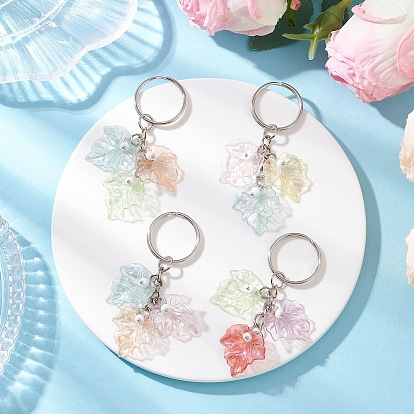 Акриловые брелки, с железными разрезными брелоками, лист, платина