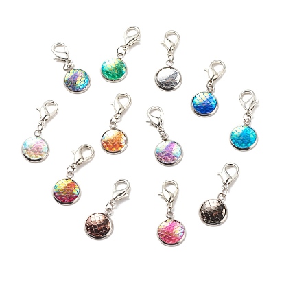 Decoración colgante de escamas de resina, encantos de broche de langosta, dijes con clip, para llavero, bolso, adorno de mochila, marcador de punto