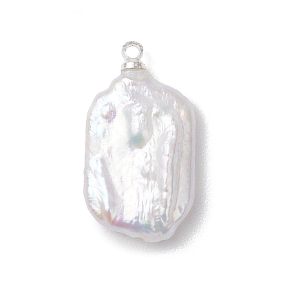 Натуральный жемчуг барокко подвески с жемчугом кеши, прямоугольные подвески с латунными дужками, белые