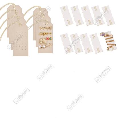 6pcs cartes de présentation de collier en similicuir PU, avec 4 pcs cartes d'affichage de boucle d'oreille, rectangle