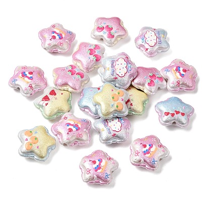 Printed CCB Plastic Beads, Star, Texture