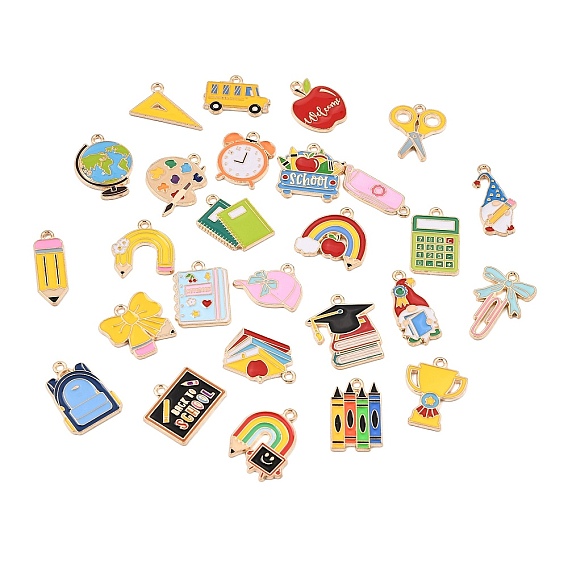 Colgantes de la aleación del esmalte, amuletos de papelería, formas mixtas, dorado