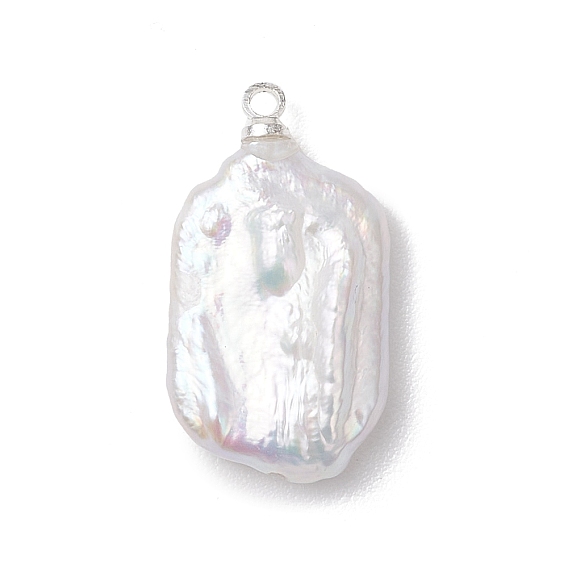 Натуральный жемчуг барокко подвески с жемчугом кеши, прямоугольные подвески с латунными дужками, белые