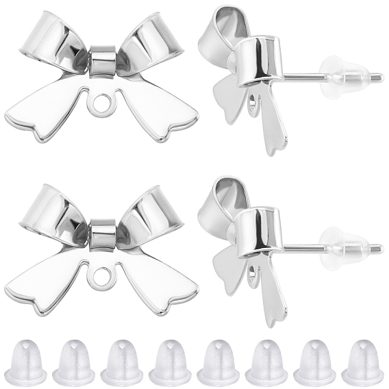 30 шт. латунные серьги-гвоздики, с 30 пластиковыми ушными гайками, бантом