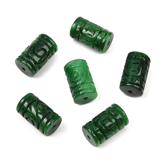 Dyed Natural Myanmar Jade Burmese Jade Carved Beads, Column