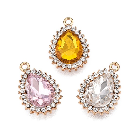 Сплав стекла подвески, со стразами, без кадмия и без свинца, слезинки