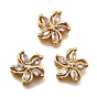 Многожильные звенья из латуни с паве из кубического циркония, цветок, реальный 18 k позолоченный