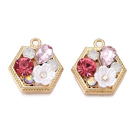 Стойки подвески обшивки сплава, паве из стразов и смолы, без кадмия, без никеля и без свинца, цветок и шестиугольник