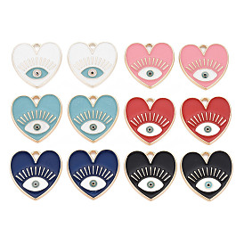 Crémaillère placage pendentifs en émail d'alliage, sans cadmium et sans nickel et sans plomb, coeur avec des yeux, or et de lumière