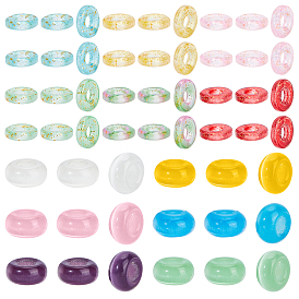 Transparent Spray Painted Glass European Beads and Cat Eye European Beads, Large Hole Beads, Rondelle/Donut