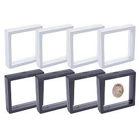 Polyethylene(PE) 3D Floating Frame Display Holder, Coin Display Stands, for Challenge Coins, AA Medallions, Jewelry, Square