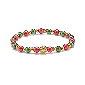 Symbole de genre en alliage et bracelet extensible en perles rondes en verre pour femme