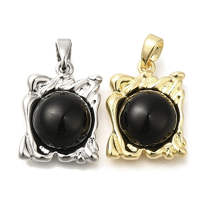 Латунные подвески, со стеклом, квадратных амулеты, с целью перехода в кольце