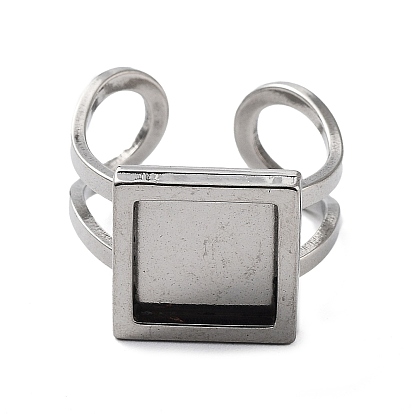 304 Stainless Steel Cuff Pad Ring Settings, Square
