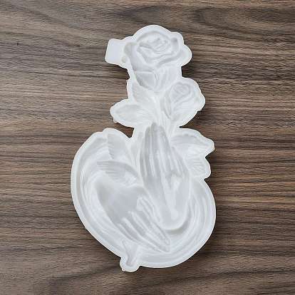 Valentine's Day Hand with Rose Ornament Silicone Molds, Resin Casting Molds, for UV Resin, Epoxy Resin Craft Making