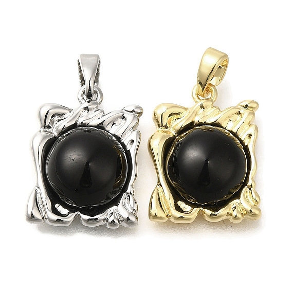 Латунные подвески, со стеклом, квадратных амулеты, с целью перехода в кольце