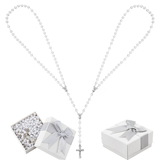 Свадебное лассо из пластиковых бусин и сплава жемчуга, партийные украшения, крестик