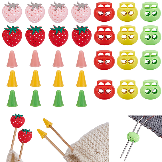 20 шт. 5 стили клубничные синтетические резиновые протекторы для спиц, с 12шт 3цветами пластиковые шнуры-замки