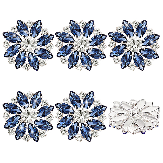 6 шт. 1 пуговицы из сплава со стразами и отверстиями, со стеклом, цветок