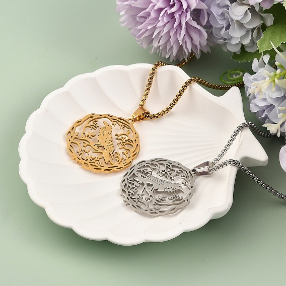 201 полые ожерелья из нержавеющей стали с подвеской в виде колибри для женщин и мужчин