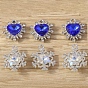 Heart/Snowflake Alloy Rhinestone Pendnats, with Glass