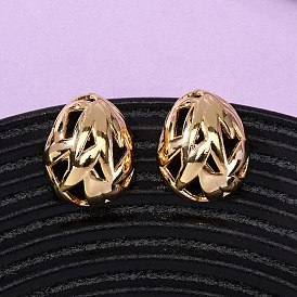 Латунные полые овальные серьги-гвоздики, без никеля 