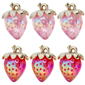 24шт 2 цветные подвески из прозрачного акрила, клубника