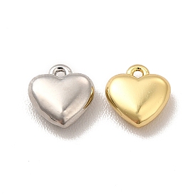 Rack Plating Brass Charms, Cadmium Free & Lead Free, Long-Lasting Plated, Heart Charm