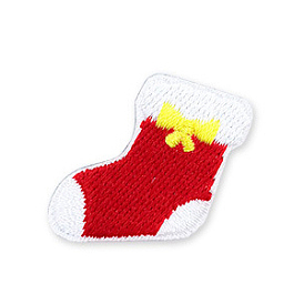 Christmas Theme Computerized Embroidery Polyester Self-Adhesive /Sew on Patches, Costume Accessories, Appliques, Christmas Stocking