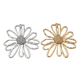304 Stainless Steel Big Pendants, Daisy Flower Charms