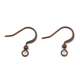 Латунные французские крючки для серег, плоские крючки для серег, провод уха, с бисером и горизонтальной петлей, 15 мм длиной, 21 датчик, штифты : 0.7 мм, отверстие : 2 мм