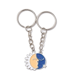 Alloy Enamel Keychain, Star with Moon/Musical Note