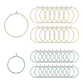 40Pcs 2 Style Ion Plating(IP) 304 Stainless Steel Hoop Earrings Findings, Wine Glass Charms Findings