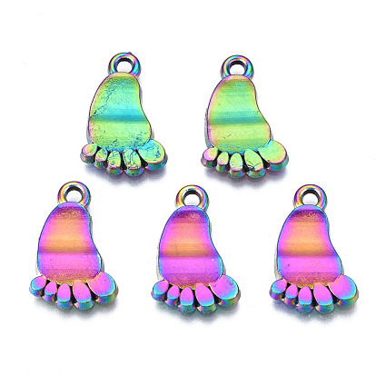 Rainbow Color Alloy Pendants, Cadmium Free & Nickel Free & Lead Free, Footprint