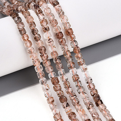 Нити бусин из рутилированного кварца из натурального черного золота, граненый стол, вырезанный куб