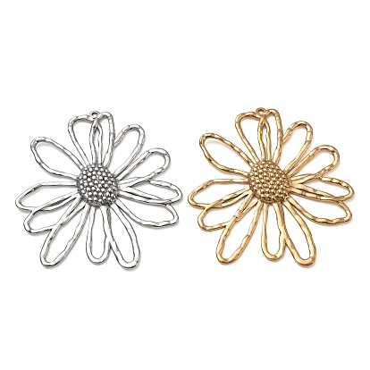 304 Stainless Steel Big Pendants, Daisy Flower Charms