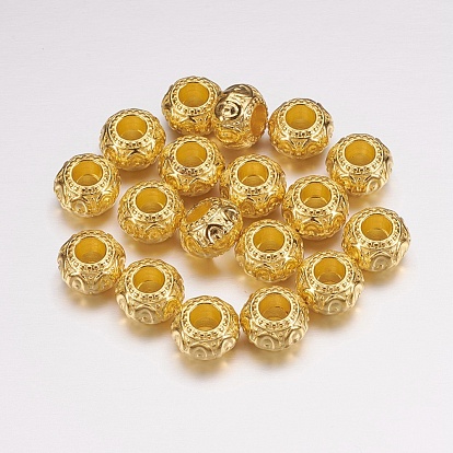 Alloy European Beads, Lead Free & Cadmium Free, Rondelle, 10x6.5~7mm, Hole: 3mm