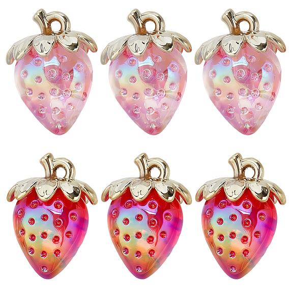 24шт 2 цветные подвески из прозрачного акрила, клубника