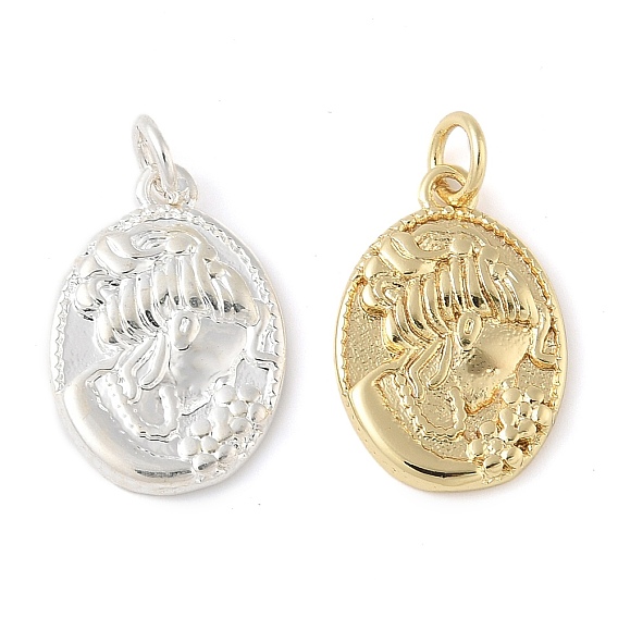 Латунные подвески, овальные с девушкой, с целью перехода в кольце, долговечный, без свинца и без кадмия