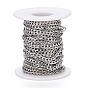 304 Stainless Steel Cuban Link Chains, with Spool, Unwelded