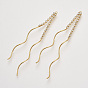 Brass Tassel Big Pendants, with Clear Cubic Zirconia, Nickel Free