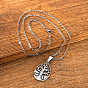 Vintage 304 Stainless Steel Hollow Oval with Tree of Life Pendant Necklaces