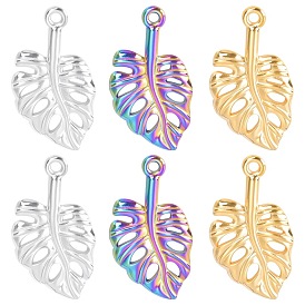 Leaves diy jewelry accessories necklace earrings pendant colorful stainless steel pendant 