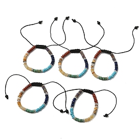 Браслеты из плоских круглых плетеных бусин из смешанных натуральных и синтетических драгоценных камней, регулируемый браслет на тему чакры