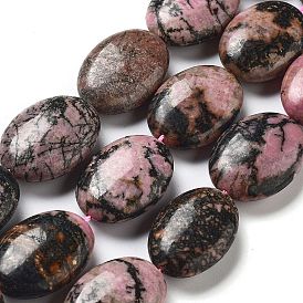 Natural Rhodonite Beads Strands, Flat Oval