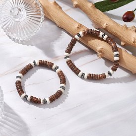 2шт. браслеты из натуральных кокосовых и синтетических бирюзовых бусин для мужчин и женщин, рондель